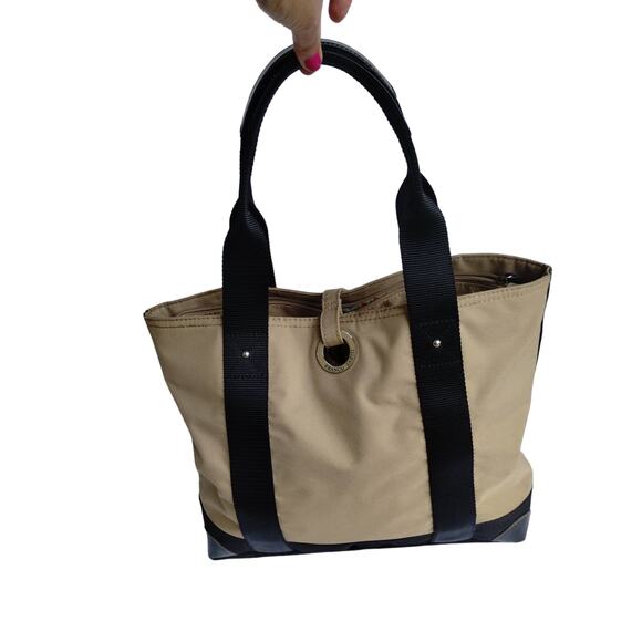 Franco Sarto Canvas Mini Tote Bag Tan and Brown 15"x10.5"x4" - Picture 13 of 15